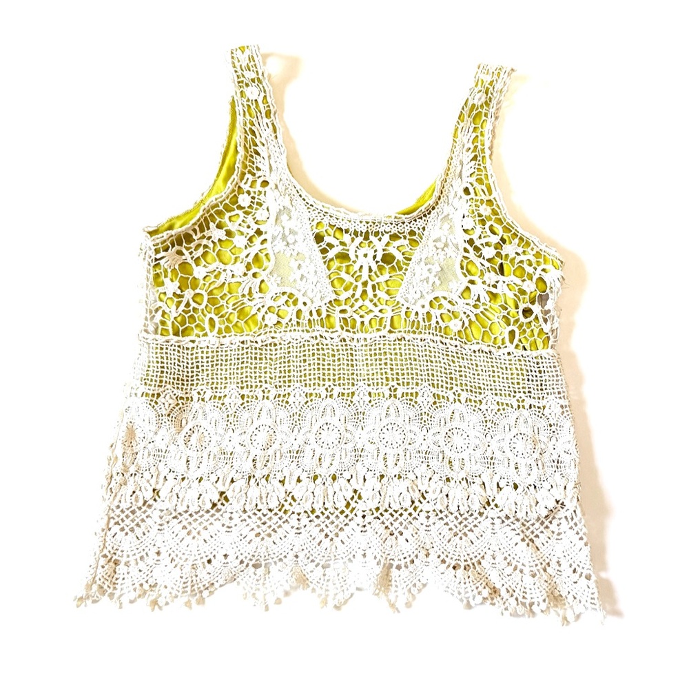 Charlotte Russe Yellow and White Lace Camisole